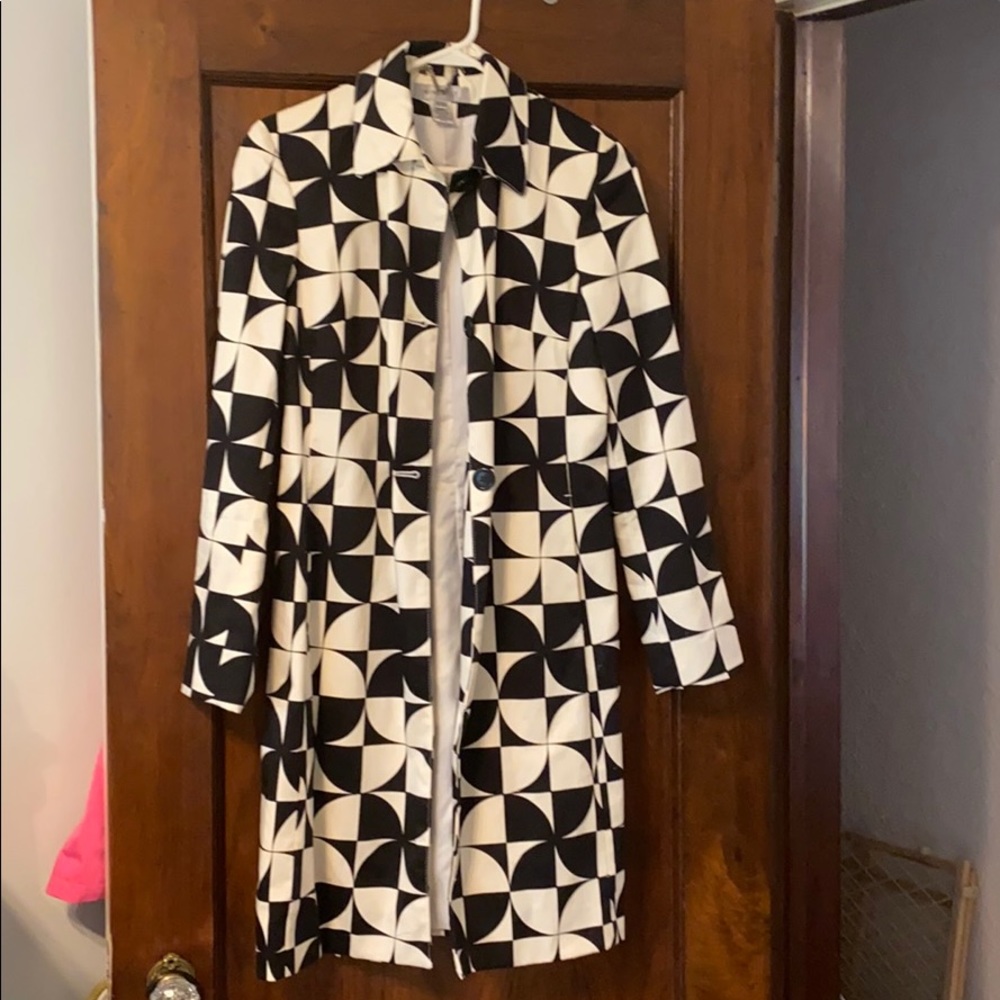 Nine West black and white trench coat small